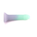 The Ombre Curve Smooth Slim Liquid Silicone 6 Inch Dildo, featuring a suction cup base and a pastel ombré design fading from purple to mint green, is displayed on a white background.