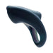 The Overdrive+ Quiet Rechargeable Vibrating Couples' Ring, made of black silicone with a curved, smooth extension, is shown against a white background.