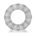 The Oxballs Ball Stretcher or Penetration Bumper is a translucent, frosted circular ring made from plus+SILICONE with a ridged, faceted edge, shown against a white background.