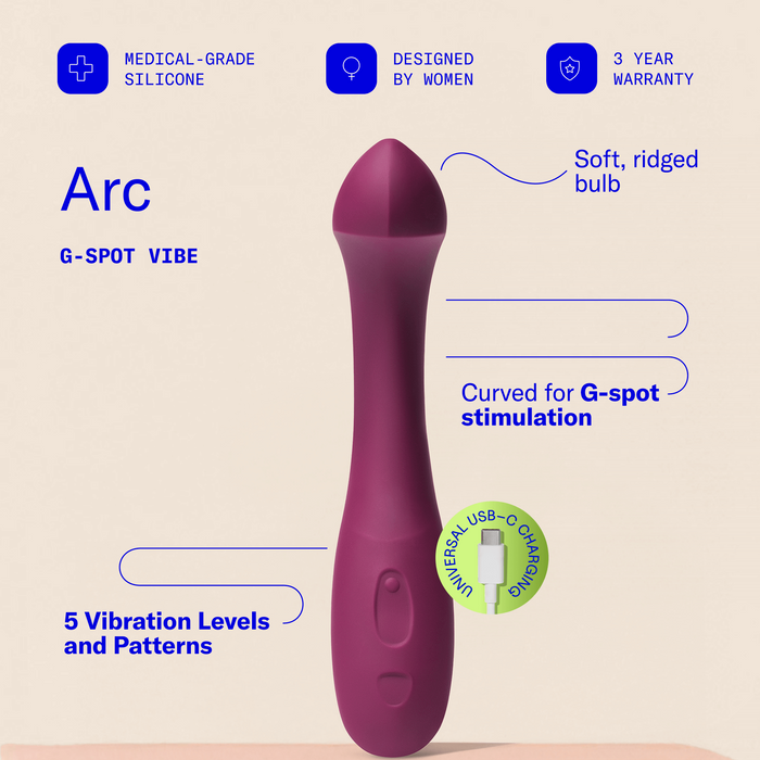 Dame Arc Silicone Waterproof G-Spot Vibrator - Ice Blue