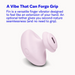 Light pink, compact silicone finger vibrator with a removable tether loop for hands-free, precise stimulation.