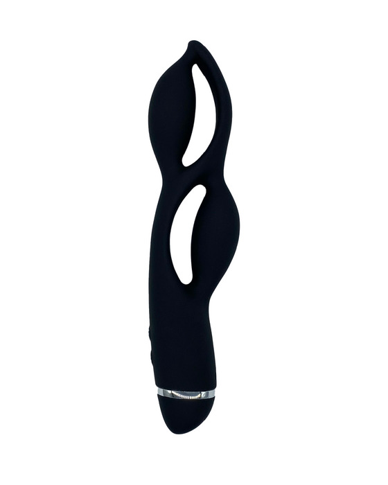 Modern black Pepper G-spot vibrator designed as a wand-style personal massager with ergonomic curves, isolated on a white background.