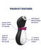 Satisfyer Pro Penguin Pressure Wave Waterproof Silicone Stimulator graphic showing product features 