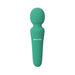 The Petite Private Pleasure Waterproof Silicone Wand Vibrator is a green silicone massager with a ribbed, rounded head and "Adam & Eve" logo on the handle, compact and beginner-friendly. Shown against a white background.