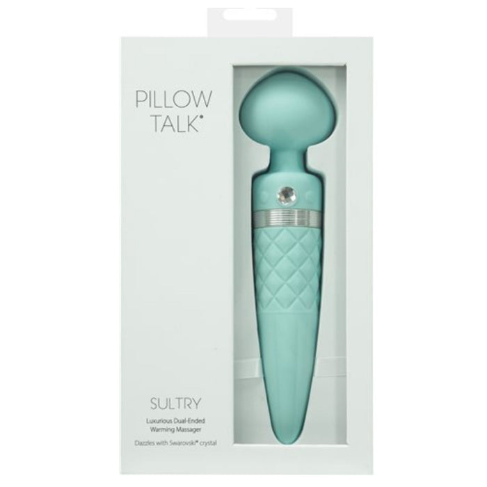 Pillow Talk Sultry Warming Double Ended Gyrating Wand Vibrator - Teal BTB Shop Pillow Talk Sultry Warming Double Ended Gyrating Wand Vibrator - Teal BTB Shop