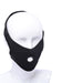 A white mannequin head wears the Pivot Chin Dildo Face Sitting Strap On Harness, a black fabric chin strap mask with a mouth opening that covers the lower face and ears. Great for roleplay, especially face sitting. Plain white background.