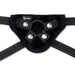 The Pop Strap on Dildo & Harness Set in Pink Silicone (5 inches) features adjustable straps, metal snaps, and a central O-ring for secure attachment and support—ideal for use with your favorite strap on dildo.