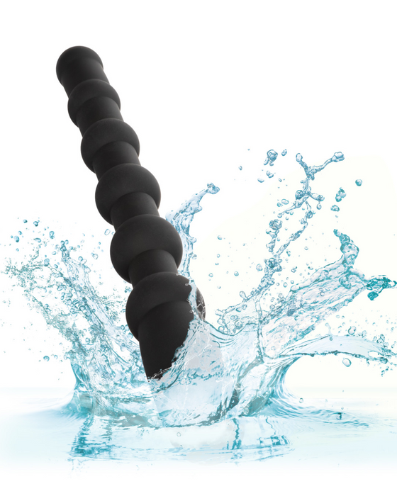 Rechargeable X-10 Powerful Black Silicone Vibrating Anal Beads in water 