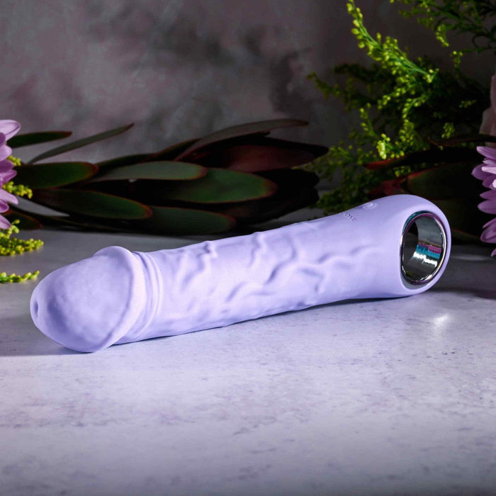Purple Fantasy Veiny Realistic Silicone Vibrator with Finger Loop — BTB Shop