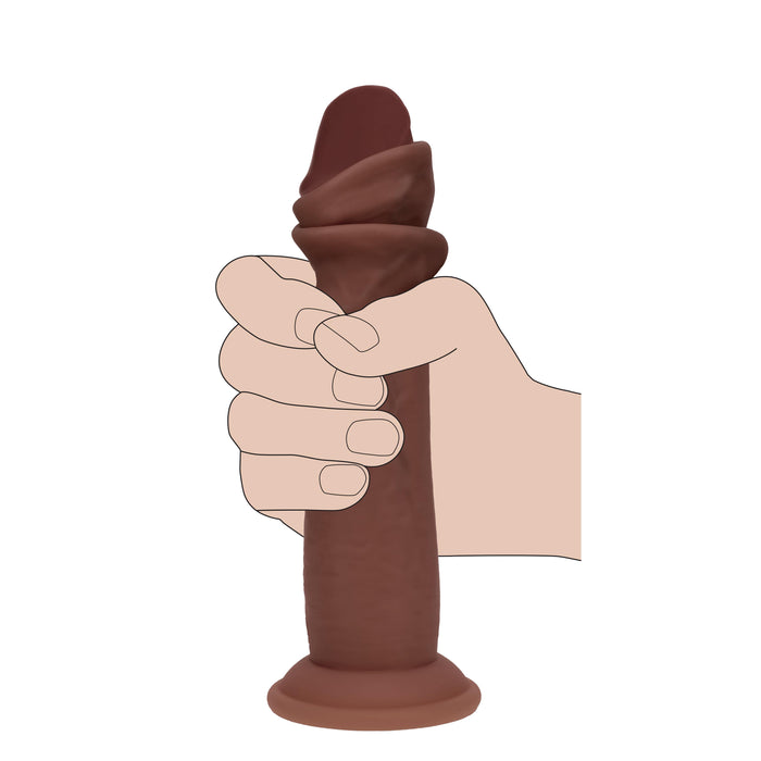 Realrock Sliding Skin Dual Density Silicone Dildo 6 Inches – Chocolate