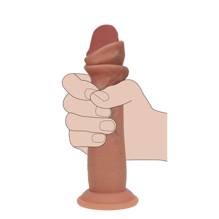Realrock Sliding Skin Dual Density Silicone Dildo 6 Inches – Caramel