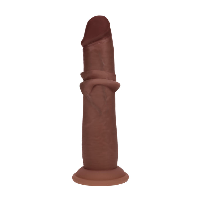 Realrock Sliding Skin Dual Density Silicone Dildo 8 Inches – Chocolate