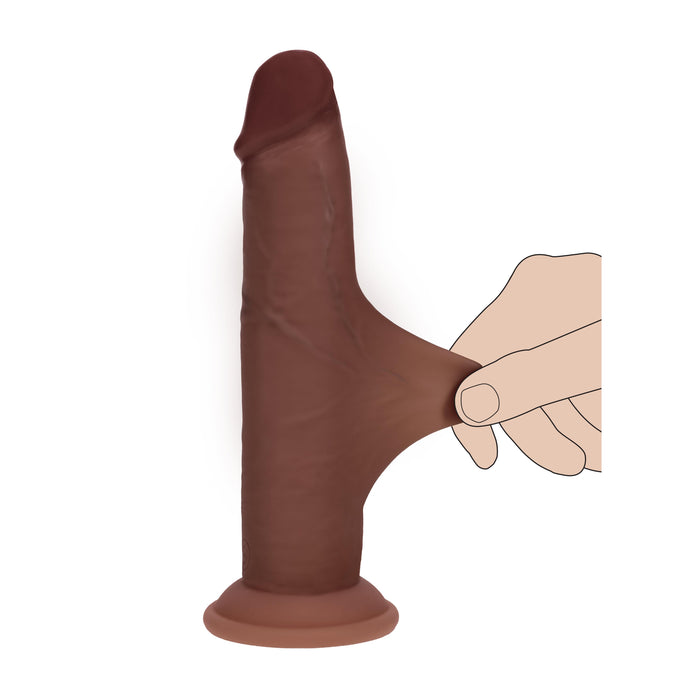 Realrock Sliding Skin Dual Density Silicone Dildo 8 Inches – Chocolate