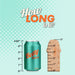 A green and white striped soda can labeled "Betty Soda" stands next to a Rainbow Rave Slim Glow in the Dark 6.5 Inch Silicone Dildo, with a ruler showing its length and the text above reading, "How long is it?" in stylized letters.