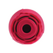 A close-up of the Ravishing Suction Rose Clitoral Air Pulsation Vibrator, a red silicone toy with petal-like ridges and a circular shape, viewed from above on a white background.