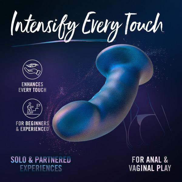 The Rebellion Small 5.75 Inch Blue Silicone Beginner & Pegging Dildo, made from platinum-cured silicone, is ideal for anal, vaginal, strap-on, and pegging play—great for beginners or experienced users to enhance solo or partnered pleasure.