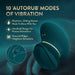 The Riana Circular Clitoral Rubbing Vibrator, shown in teal, features 10 AutoRub vibration modes, rhythmic gliding motion, a handheld design, and textured ridges to heighten sensations; made from body-safe silicone.