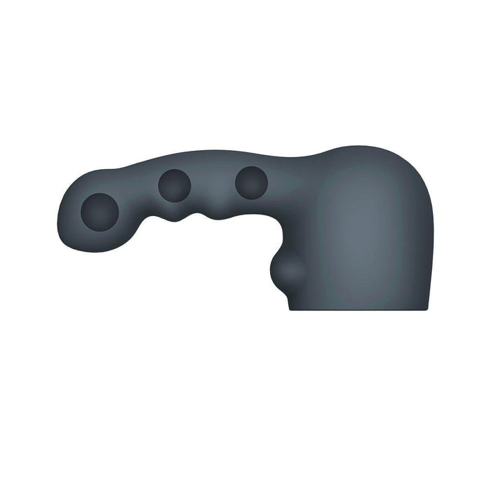 The Ripple Weighted G-Spot or Prostate Wand Attachment is a matte black, curved silicone toy featuring three rounded bumps and a smooth, bulbous end, shown against a white background.