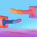 Two Romp Piccolo Sleek First Time 5 Inch Silicone Dildos with suction cups—one in red-orange and one in blue-purple—float against a pastel background. Ideal for enhancing g-spot or anal play experiences.