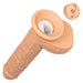 The Fuck Stick Squirting Vibrating Silicone Suction Cup Dildo - Vanilla from CalExotics is a flesh-toned, phallic-shaped object with a textured surface and a detachable cap at the base. This silicone squirting vibrator features an internal spring mechanism in the cap and appears designed for intimate use, offering unique sensations perfect for personal enjoyment.
