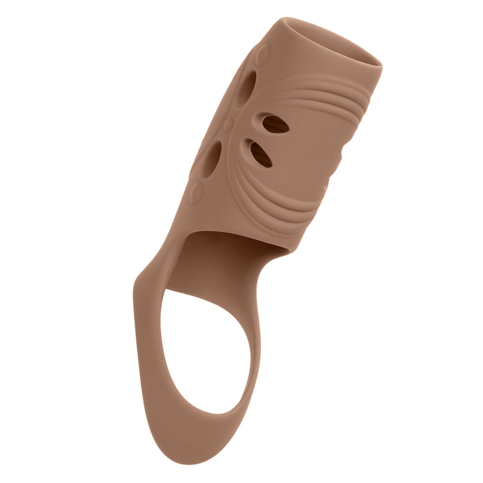 Performance Maxx Open-Ended Vibrating Penis Sleeve & Erection Support - Dark
