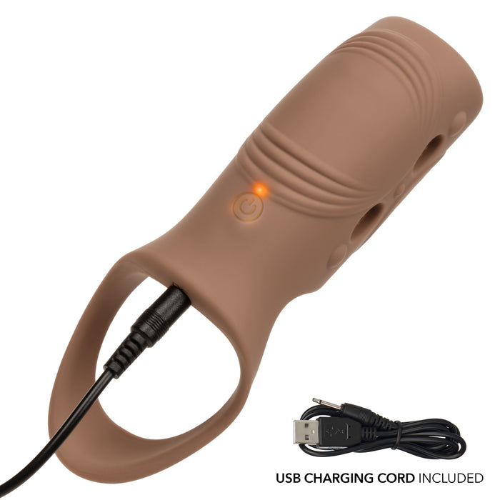 Performance Maxx Open-Ended Vibrating Penis Sleeve & Erection Support - Dark