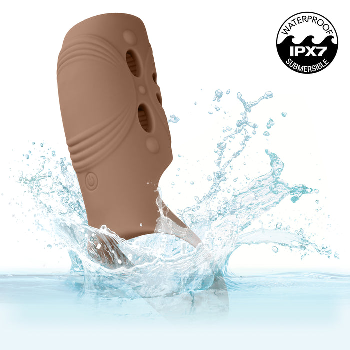 Performance Maxx Open-Ended Vibrating Penis Sleeve & Erection Support - Dark