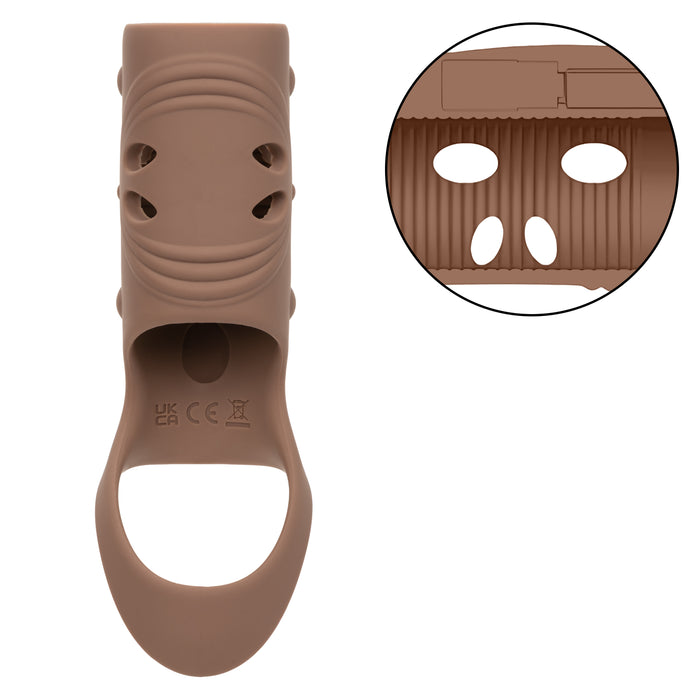 Performance Maxx Open-Ended Vibrating Penis Sleeve & Erection Support - Dark