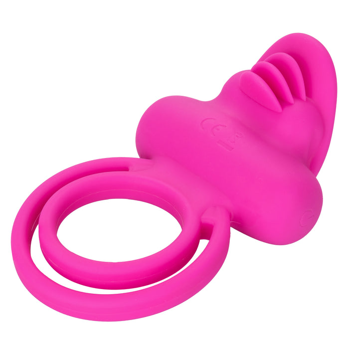 Silicone Dual Clit Flicker Vibrating Cock Ring for Couples