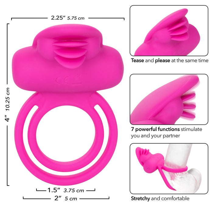 Silicone Dual Clit Flicker Vibrating Cock Ring for Couples