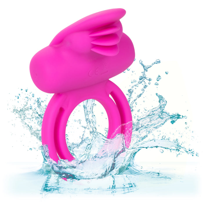 Silicone Dual Clit Flicker Vibrating Cock Ring for Couples
