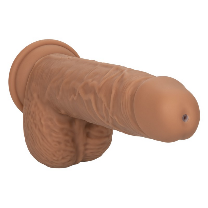 Fuck Stick Rechargeable Vibrating Squirting Dildo with Suction Cup - Mocha