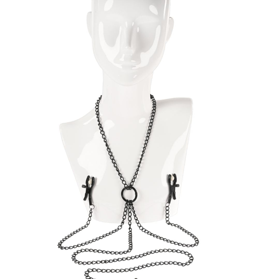 Saffron Nipple to Clit Clamp and Chain Set BDSM Submissive Play — BTB Shop