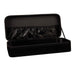 The Secret Black Velvet Sex Toy Storage Box is a black rectangular zippered case with an open lid, featuring an interior elastic pocket and empty main compartment—perfect for discreet travel storage.