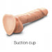 The Sliding Skin Realistic Small 7 Inch Light Tone Silicone Dildo with Suction Cup is displayed on a white background, featuring a flesh-like look and heart-shaped suction cup base. The phrase "Suction cup dildo" appears below the image.