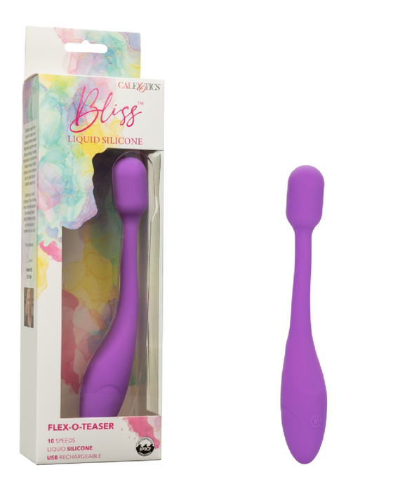 Bliss Flex O Teaser Slim G Spot Vibrator next to product box 