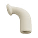 A beige, curved plastic pipe fitting with a wide end and threaded base, resembling the modular design of the Spinel App-Controlled, Multi-Attachment Thrusting, Vibrating & Heating Dildo Machine, shown on a white background.
