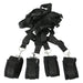 The Sportsheets Under the Bed Restraint System features four black adjustable restraints with padded cuffs and metal clasps on long nylon straps, creating a compact system. The paired cuffs enhance your bondage bedroom experience anywhere.