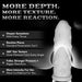 A grayscale image of the Star Studded Silicone Penis Extender - 6.5 Inch Closed Ended highlights its 360° star texture for deeper sensations, stronger pressure, and intensified pleasure. Bold text at the top reads "More Depth. More Texture. More Reaction.