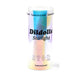 A cylindrical holographic container labeled "Starlight Smooth 7 Inch Pink Glitter Silicone Dildo with Suction Cup" displays the pastel silicone dildo inside, with icons showing its water resistance and suction cup base.