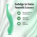 The Stella Double Ended G-Spot & Clitoral Vibrator, made from premium platinum-cured silicone with an ultra-soft satin finish, is shown on a satin background. Its double-ended design offers versatile, body-safe pinpoint stimulation.