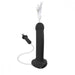 The Squirting Strap-On Starter Set features a black silicone dildo, harness, and cum lubricant, with tubing for lifelike squirting action from the tip, displayed against a white background.