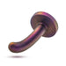 The Surrender Small 4.75 Inch Purple Silicone Beginner & Pegging Dildo features a metallic, iridescent finish with a rounded base and curved shaft, shifting between purple, gold, and bronze for vibrant dildo play. Displayed against a white background.
