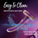 The Surrender Small 4.75 Inch Purple Silicone Beginner & Pegging Dildo is easy to clean—just wash with gentle soap & water, then pat dry or air dry. Sparkly, curved, and perfect for safe and fun play!.