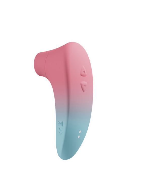 Lovense Tenera 2 Bluetooth Clitoral Air Stimulator pink and teal side view 