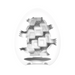 A white, egg-shaped Tenga Egg Disposable Penis Masturbator - Cubic features an irregular cutout that reveals an interior with geometric, cubic patterns of varying heights.