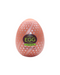 A patterned orange egg-shaped object from the Tenga Egg Disposable Penis Masturbator - Combo with green and black labeling.