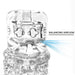 The Handy Dream Collection Chrysm Sleeve, a transparent, textured sleeve with a robot-like face design, is shown. Blue lines labeled "BALANCING AIRFLOW" highlight airflow entering from the side for heightened sensations.