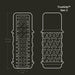 Line drawing of The Handy TrueGrip Gen 2 Sleeve - Longer, Thicker Textured Design, labeled to show front and side views with enhanced grip patterns; measurements: height 13–14 cm, diameter 21 mm (0.82 inch).