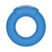 The Royale Warming Vibrating Cock Ring for Couples, unlike a blue inflatable swim ring with wavy patterns, is designed for intimate pleasure with warming and vibrating features.